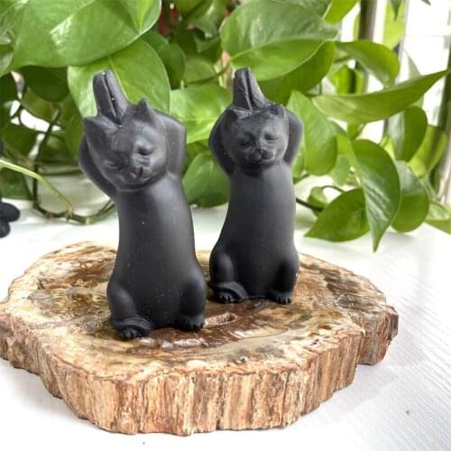 Free Shipping Wholesale Hand Carved Meditation Natural High Quality Lovely Yoga Cat Home Decoration For Gifts LFW