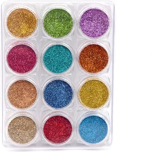 12pcs different fine chunky set glitter tattoo kids sets for makeup nail art Tumbler Crafts