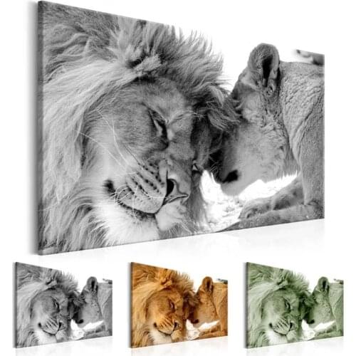 Large Wall Art Lion Prints Wild Animal Canvas Painting on The Wall Family Poster Decoration Picture for Living Room No Frame