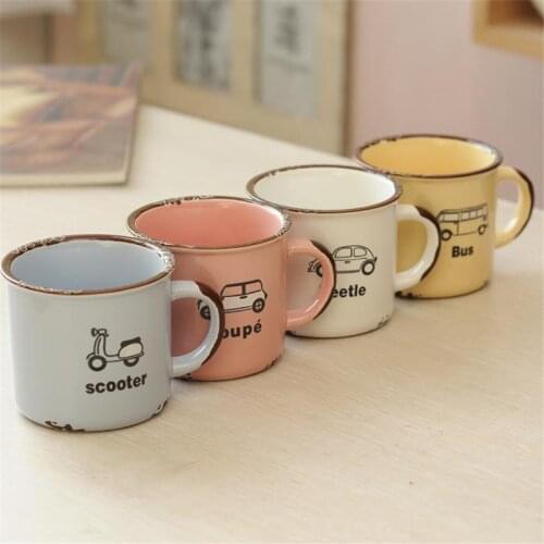 Imitation Enamel Cups Ceramic Mugs Cute Classic Nostalgic Creative Lover Coffee Mug Drinkware Europe Style Tea Cup