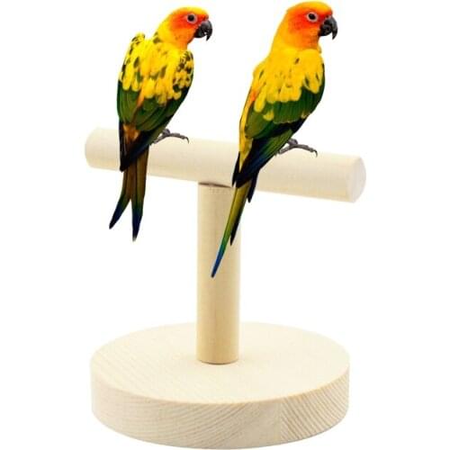 Wooden Parrot Perch Toy T Stand Bird Training Paw Grinding Toys Pet Cockatiel Cage Nest Play Platform Bird Supplies