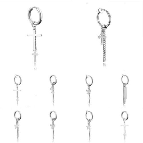 Punk Tassel Long Chain Earring Jewelry Fashion Eardrop Chain Split Ring Key Rings Key Chains Accessory Stainless Steel Earrings