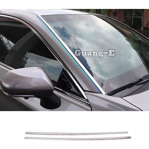 For Toyota Avalon XX50 2018 2019 2020 Car Side Stick Stainless Steel Front Head Glass Windshield A Column Lamp Frame Trim 2pcs