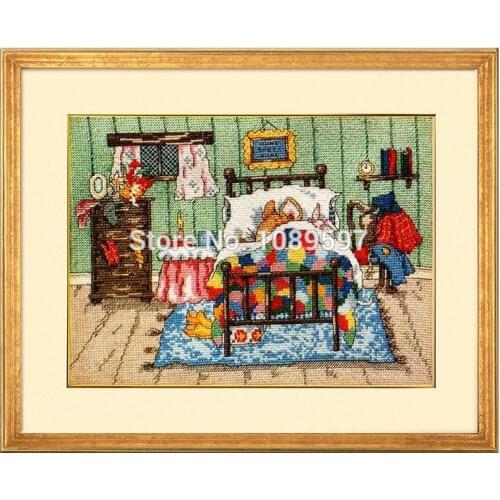 Fishxx Bedroom Hanging Handwork Embroidery Cross Stitch Kit A3201 European Cartoon Animal Sleeping Mouse Woodland world