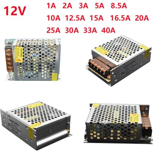 Lighting Transformers DC 12V Power Supply Adapter,1A 2A 3A 5A 8.5A 10A 12.5A 15A 16.5A 20A 25A 30A 33A 40A LED Driver Led Strip