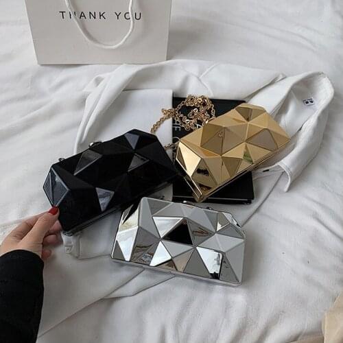 Retro Clutch Bag Trendy Fashion Irregular Geometric Bag for Phone Women Chain Shoulder Messenger Handbag
