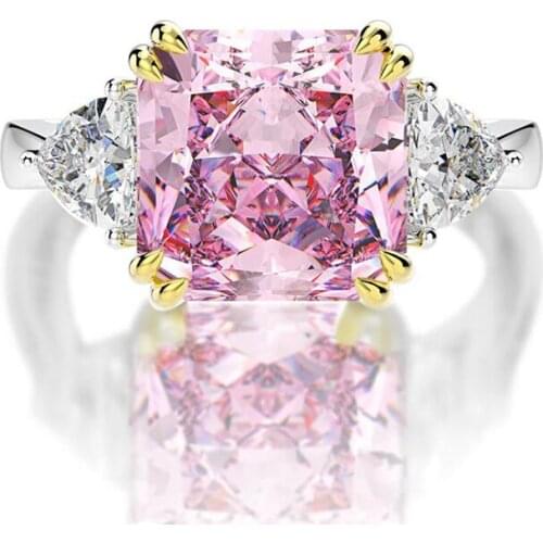 Women S925 Sterling Silver Luxury 11 Carat Ring Sparkling Yellow Pink White Wedding Rings Party Fine Jewelry Girl Friend Gifts