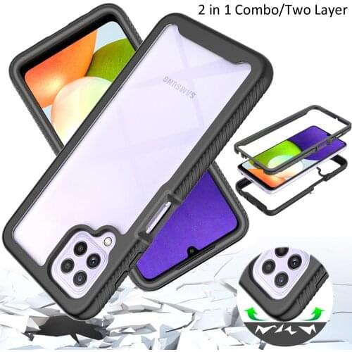 Combo Drop resistance Rugged Case For Samsung Galaxy A22 4G Defender Armor Shield Anti-Skid Crystal Clear Cover
