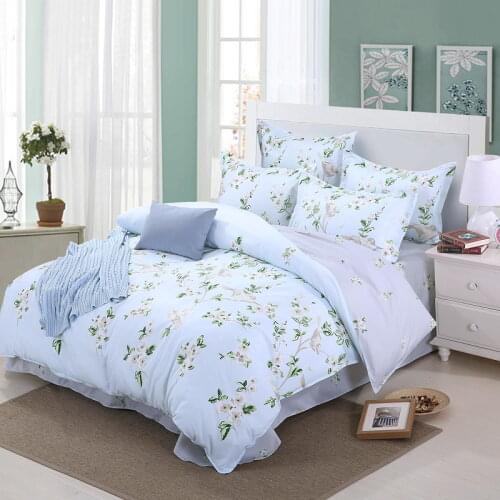Soft Skin-friendly Egyptian Cotton Bedding Set Printed Jacquard Pastoral Duvet Cover Pillowcaes 4 Pcs Bedset Colorfast Sheets 65