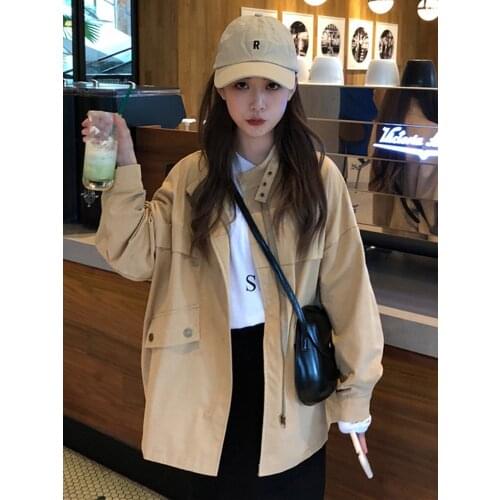 Korean version 2020 new salt retro Hong Kong flavor loose wild tooling wind ins trend coat female autumn