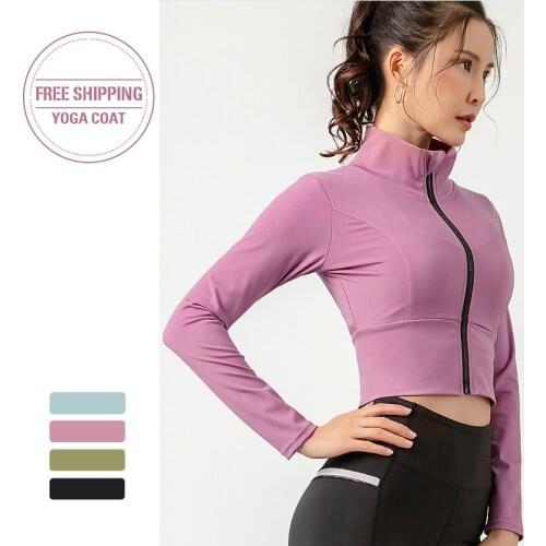 Running Jacket Women Long Sleeve Zipper Fitness Yoga Shirt Top Workout Gym Activewear Sport Coats Training Quick Dry New 2020