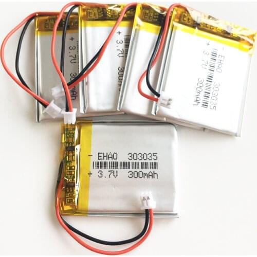 5 x EHAO 303035 3.7V 300mAh Lithium Polymer LiPo Rechargeable Battery JST 1.25mm connector For Mp3 DVD E-book bluetooth headset