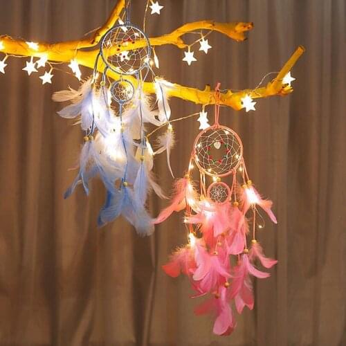 Dream Catcher Light String Wind Chimes Wall Hanging Decoration Room Decoration DIY Kawaii Room Decor Aesthetic Room Decor