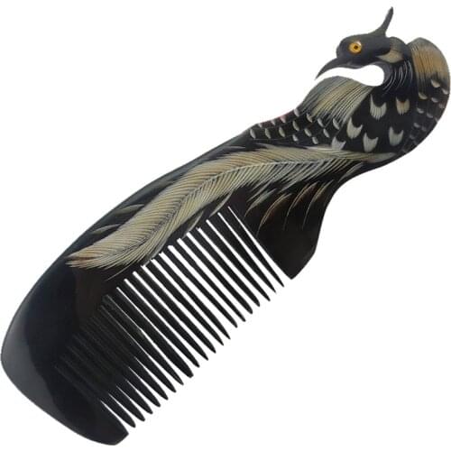 Massage 100% Natural Hand Carved Comb Healthy Hair Loss Comb Natural OX Horn Massagem Escova de Cabelo Hairbrush Combs
