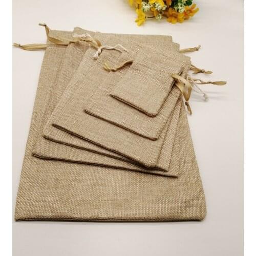 100pcs Jute Zak Jute Linen Drawstring Bag Gift Bag Jutte Zakjes Diy Handmade Jute Bag Pack Christmas Party Wedding Jewelry Pouch