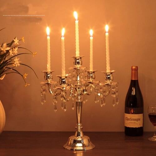 Metal crystal candelabra crystal silver candle holder crystal centerpieces candelabros wedding decoration table centerpieces