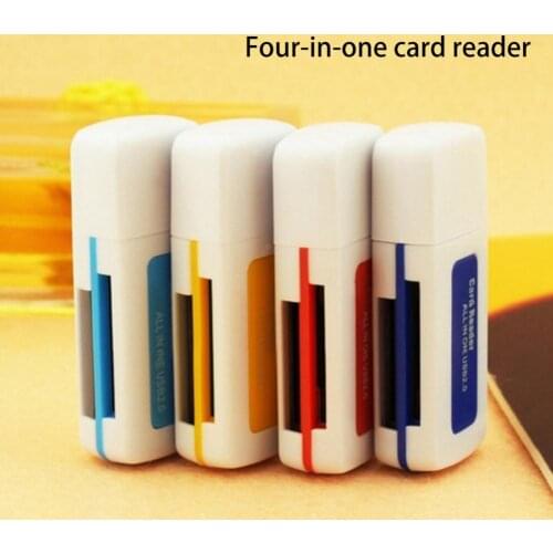 Mini 4-in-1 Multiport High-Speed Portable Memory Card Reader with Micro-SD MMC TF M2 MS Card Slot for Computer