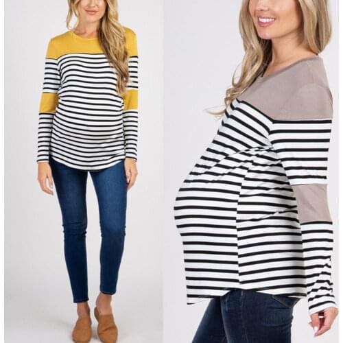 Fashion Casual Pregnant Women Long Sleeve Maternity Breastfeeding Tops Ladies T-Shirt Loose Mom Pregnancy Loose Clothes Mummy