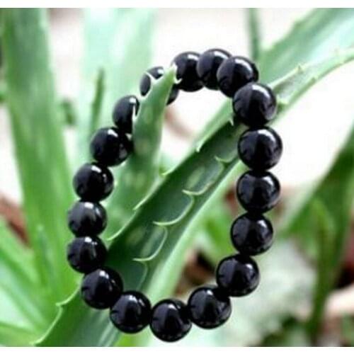 Fashion jewelry REAL NATURAL 8MM BLACK Gems Round elastic bracelet 7.5'' jade