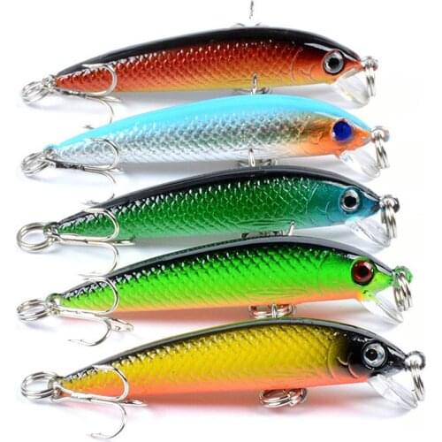 Fishing Minnow Fishing Lure Set 3.6g/5.5cm Bionic 3D Eyes Lure Bait ABS Outdoor Sports Fishing Lure Accessories Five Colors