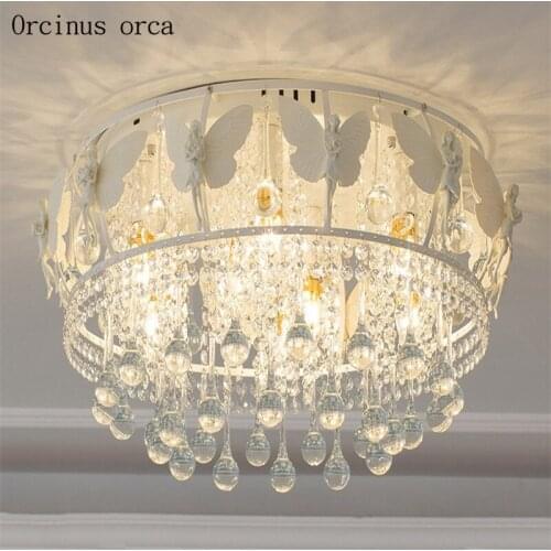 Nordic concise modern circular led ceiling lamp living room bedroom childrens room butterfly crystal ceiling lamp free shipping