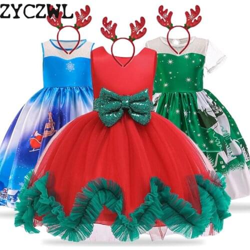 New Christmas Dress For Girls Costume Kids Dresses For Girls Princess Dress Children Evening Party Dress 3 4 5 6 7 8 9 10 Year
