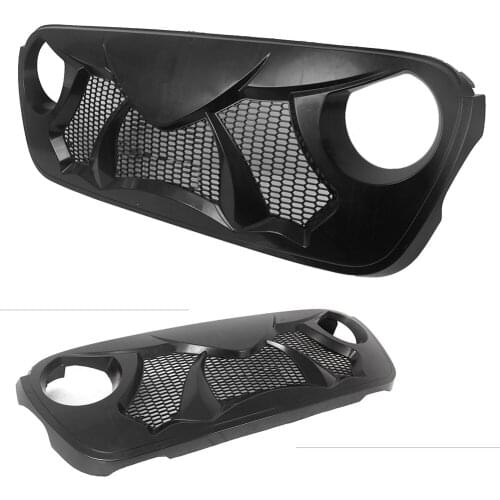 Car Front Grille Mesh Upper Grill For Jeep Wrangler JL 2018 2019 2010 ABS Plastic Matte Black Car Accessories
