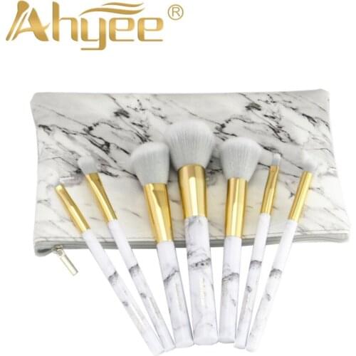 Professional 7Pcs Marble Makeup Brush Set Toiletry Kit Brand With Plastic Handle Synthetic Hair Beauty Tool