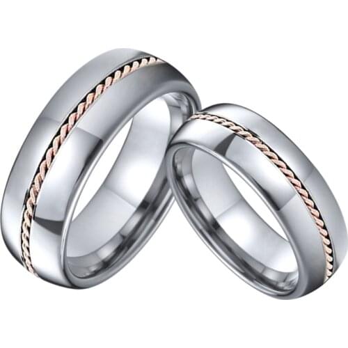 Alliances Custom luxury Au585 14K rose gold inlay tungsten carbide jewelry marriage couple wedding rings set for men and women