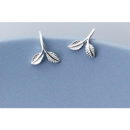 100% 925 Sterling Silver Leaf Stud Earrings For Women Girls Prevent Allergy Creative Lady Fashion Jewelry pendientes eh847