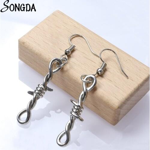 New Wire Brambles Iron Dangle Earrings for Women Barbed Wire Little Thorns Chain Drop Earrings Hip Hop Steampunk Jewelry Gifts