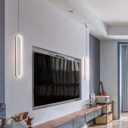 Modern LED pendant lights minimalist restaurant /coffee bar/living room/bedside pendant lamp background wall long line hang lamp