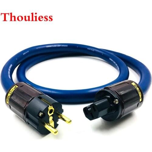 Thouliess HIFI Gold-plated Plug EU Schuko AC power Cable HIFI AC Power Cord Cable with CARDAS CLEAR LIGHT SPEAKER Cable
