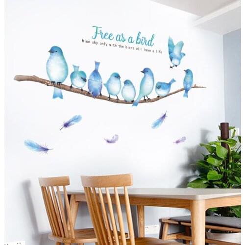 Creative Wall Stickers Birds on The Tree Bedroom Living Room Wall Decoration Sofa TV Backdrop Decal PVC Self-adhesive Art Murals