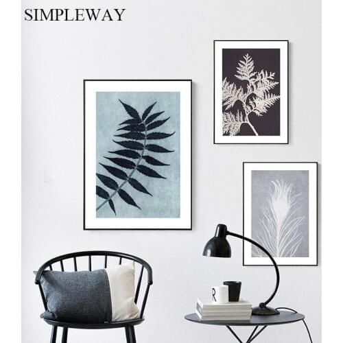 Europe Style Vintage Poster Feather Botanical Leaf Canvas Wall Print Art Painting Modern Decoration Picture Living Room Decor