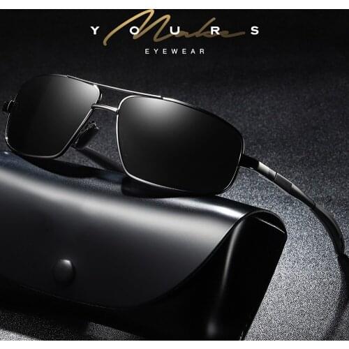 High-end Squared Driver Sun Glasses Polarized Mirror Sunglasses Custom Made Myopia Minus Prescription Lens -1 to -6