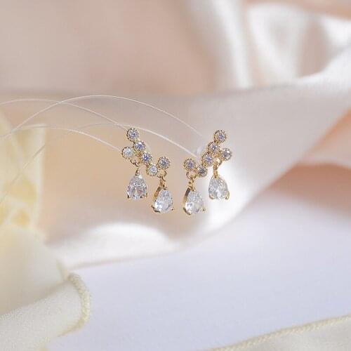 Xinbada Fashion Jewelry Micro-inlaid Zircon Water Droplets Tassels Exquisite Daily Earrings for Woman 14k Gold Plated Earring