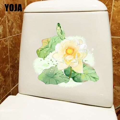 YOJA 22.3X21CM Watercolor Floral Ink Painting Lotus Living Room Wall Sticker Decal WC Toilet Decor T1-1167
