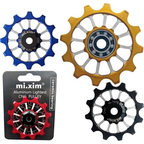 1pcs 12T MTB Bicycle Rear Derailleur Jockey Wheel Ceramic bearing Pulley AL7075 CNC Road Bike Guide Roller Idler 4mm 5mm 6mm