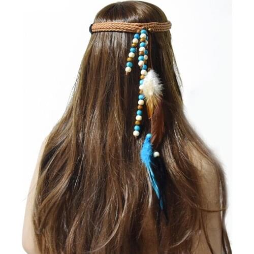 New trendy Feather Hairband Super Fairy and Ancient style Mongolian Minority Yunnan nationality Travel Commemorative