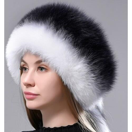 Fur Hats Women Winter Warm Fluffy Fox Fur Bomber Hat with 5 Tails Genuine Real Fur Snow Cap Super anticold Stylish Headwear