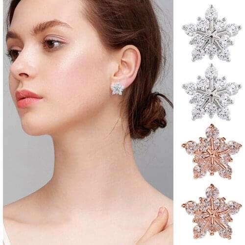 Women Girls Star Snowflake Earrings Crystal Stud Earring Jewelry Gift TT@88