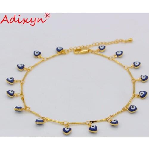 Adixyn New Turkish Evil Eye Bracelet Simple Charm Bracelet Bangle Gold Color Ankle Party For Women Pulseira Masculina N05079