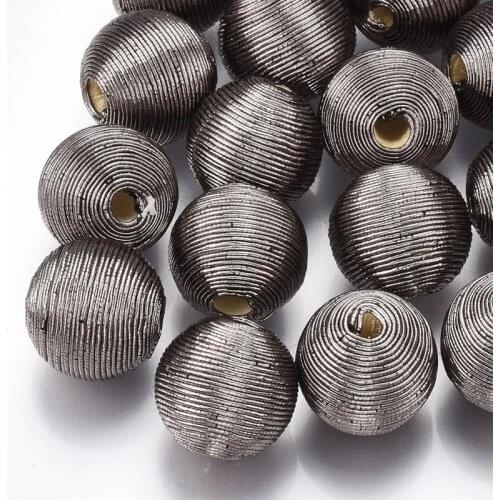 100pcs 14mm 16mm 18mm Polyester Cord Fabric Round Beads bracelet necklace jewelry DIY making with Wood Inside F50