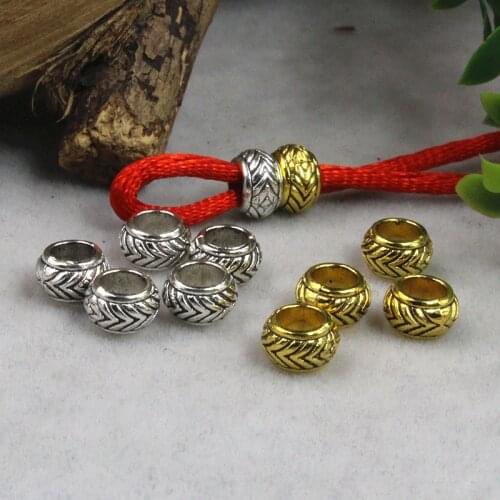 100pcs/lot Popular Wave Pattern Oval Big Hole Loose Beads 7x4mm Manual Wig/Beards Decoration Space Beads DIY Jewelry Making