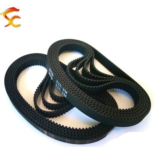 2PCS/lot Timing Belt HTD3M Belt 3M 330 length 330mm Teeth 110 closed loop rubber Drive Belt width 6mm/9mm/10mm/12mm/15mm