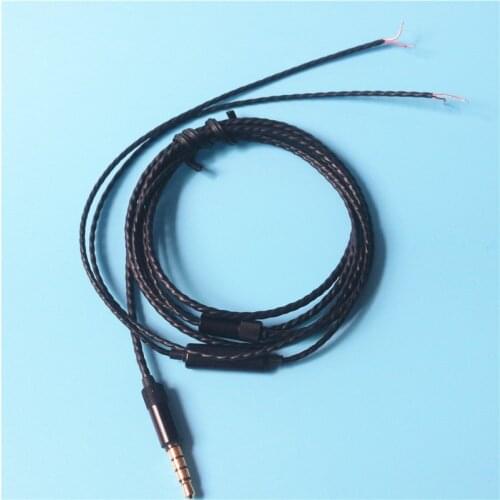 3.5mm Jack Earphones Audio Cable DIY Wire Black OFC Cable Wire with Microphone 2pcs