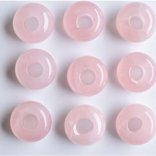 Fashion top quality natural crystal stone pink round shape big hole beads for Charms Bracelet necklace 30pcs wholesale free