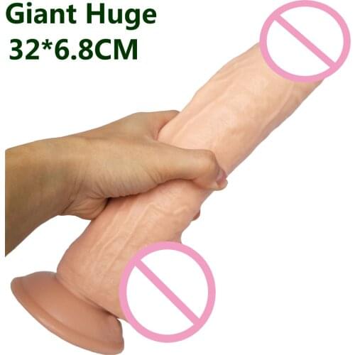 32*6.8CM Huge Thick Realistic Anal Dildo with Suction Cup Super Big Dick Dong Giant Artificial Penis Adult Sex Toys For Women