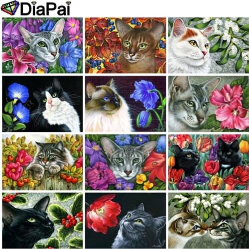 DIAPAI Diamond Painting 5D DIY 100% Full Square/Round Drill "Animal cat flower bird" 3D Embroidery Cross Stitch Home Decor